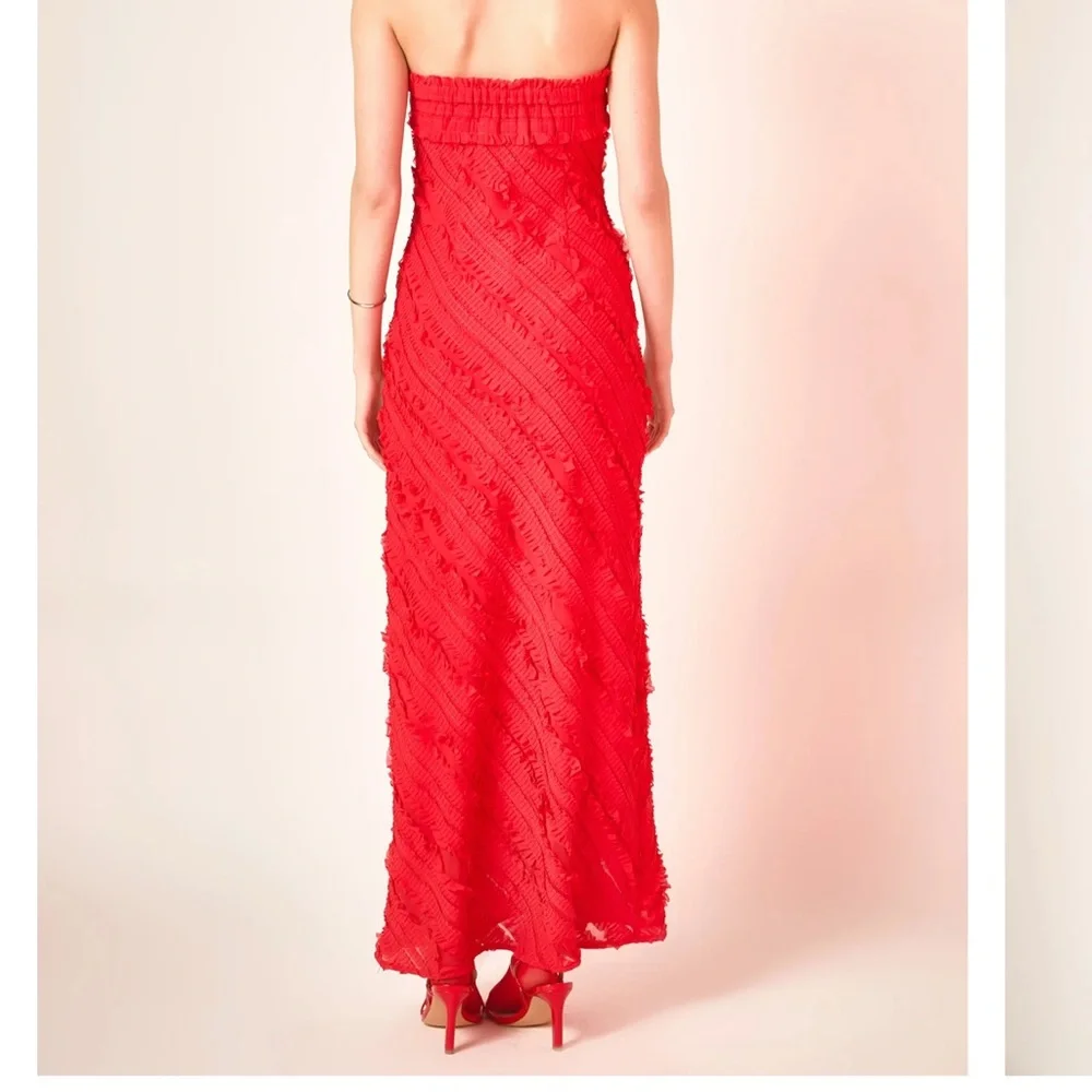 Endless Rose Vibrant Red Ruffle Strapless Dress Small - Picture 4 of 10
